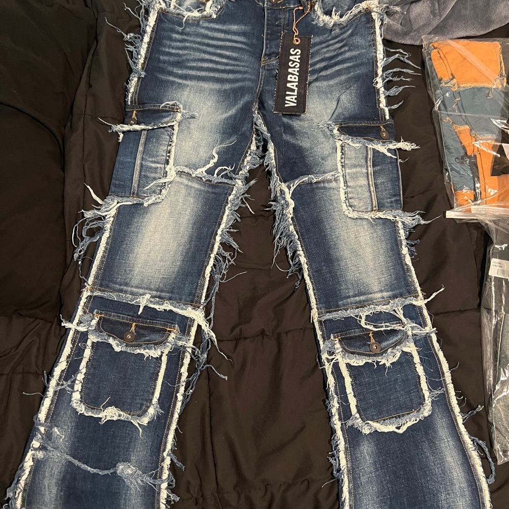 Men's Distressed Blue Jeans